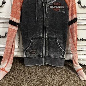 Harley-Davidson Charcoal and Coral Zip-Up Hoodie
